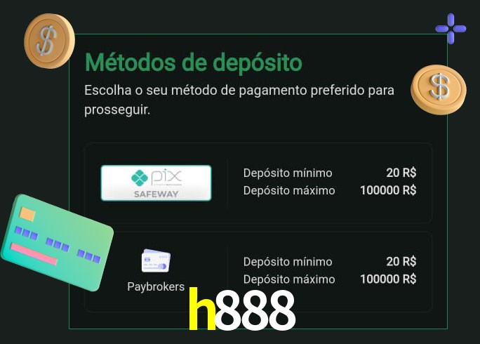 O cassino h888 oferece uma grande variedade de métodos de pagamento